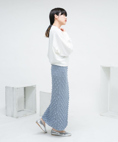 KBF(ケイビーエフ)の「ネップスウェット(Tシャツ/カットソー・レディース・オフホワイト/ネイビー・ONE)」の9枚目の写真