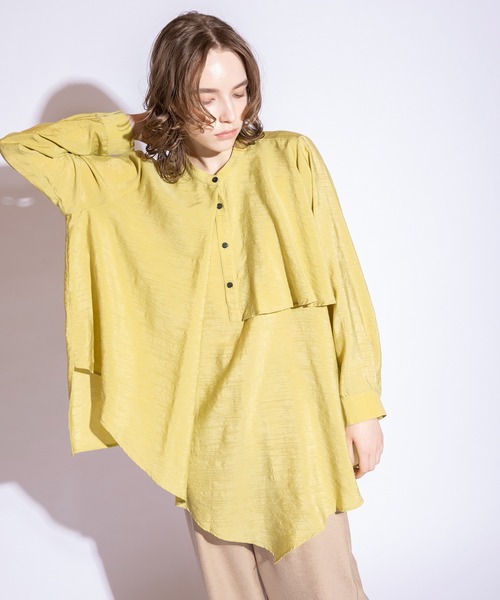 OSMOSIS（オズモーシス）の「タックフレアーブラウス（シャツ/ブラウス・レディース・イエロー/ブラック/ライトベージュ・ONE SIZE）」の16枚目の写真