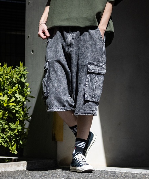 JOHN'S CLOSET(ジョンズクローゼット)の「【13】ケミカルウォッシュワイドカーゴショーツ(カーゴパンツ・メンズ・ブラック/ネイビー・MEDIUM/LARGE)」の9枚目の写真