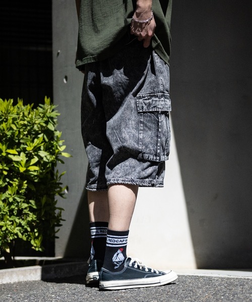 JOHN'S CLOSET(ジョンズクローゼット)の「【13】ケミカルウォッシュワイドカーゴショーツ(カーゴパンツ・メンズ・ブラック/ネイビー・MEDIUM/LARGE)」の11枚目の写真