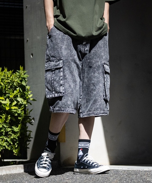 JOHN'S CLOSET(ジョンズクローゼット)の「【13】ケミカルウォッシュワイドカーゴショーツ(カーゴパンツ・メンズ・ブラック/ネイビー・MEDIUM/LARGE)」の14枚目の写真