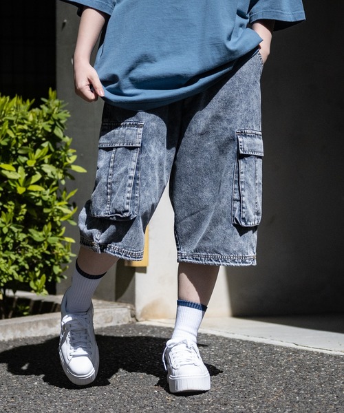 JOHN'S CLOSET(ジョンズクローゼット)の「【13】ケミカルウォッシュワイドカーゴショーツ(カーゴパンツ・メンズ・ブラック/ネイビー・MEDIUM/LARGE)」の4枚目の写真