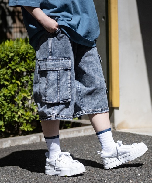 JOHN'S CLOSET(ジョンズクローゼット)の「【13】ケミカルウォッシュワイドカーゴショーツ(カーゴパンツ・メンズ・ブラック/ネイビー・MEDIUM/LARGE)」の8枚目の写真