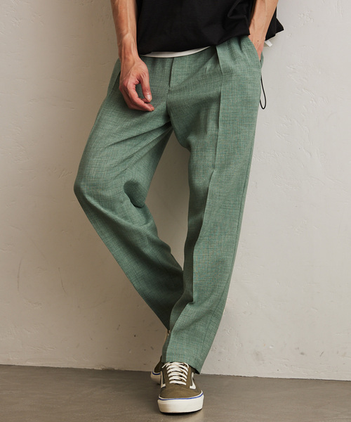 417 EDIFICE（フォーワンセブンエディフィス）の「【Reflax/リフラックス】キャンバス1タックイージーパンツ（スラックス・メンズ・ベージュ/ネイビー/オレンジ/ブラウン/グリーン/ブラック/ブルー・SMALL/MEDIUM/LARGE）」の4枚目の写真