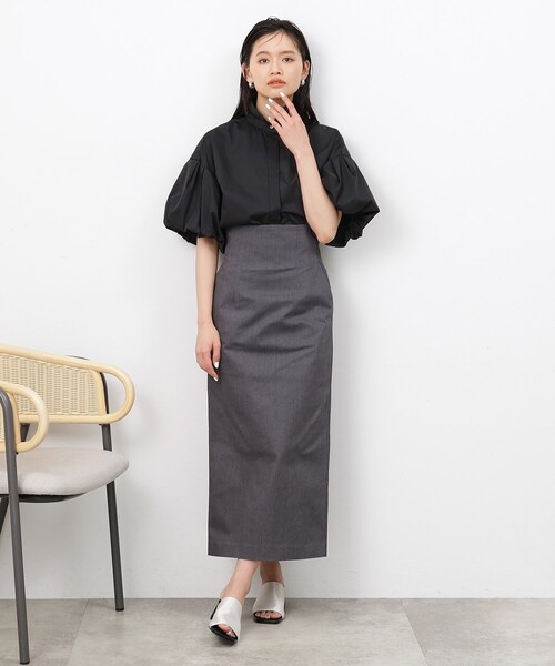 OPAQUE.CLIP（オペークドットクリップ）の「◆【大草直子さんコラボ】デニム調タイトスカート（スカート・レディース・ネイビー/ブラック・38/36/40）」の5枚目の写真