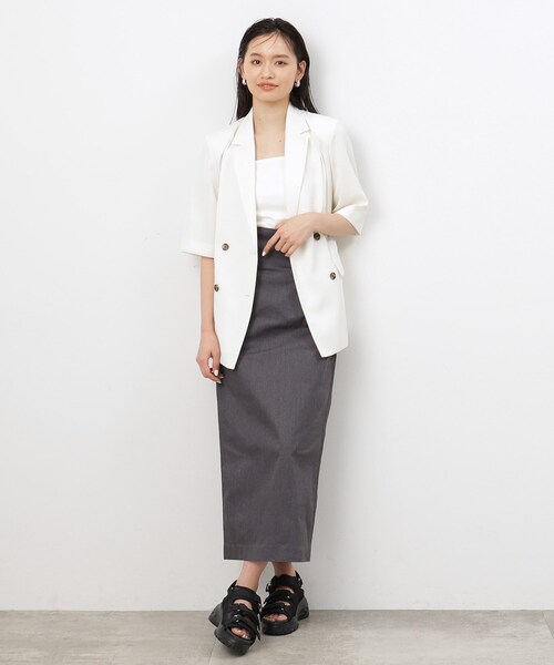 OPAQUE.CLIP（オペークドットクリップ）の「◆【大草直子さんコラボ】デニム調タイトスカート（スカート・レディース・ネイビー/ブラック・38/36/40）」の6枚目の写真