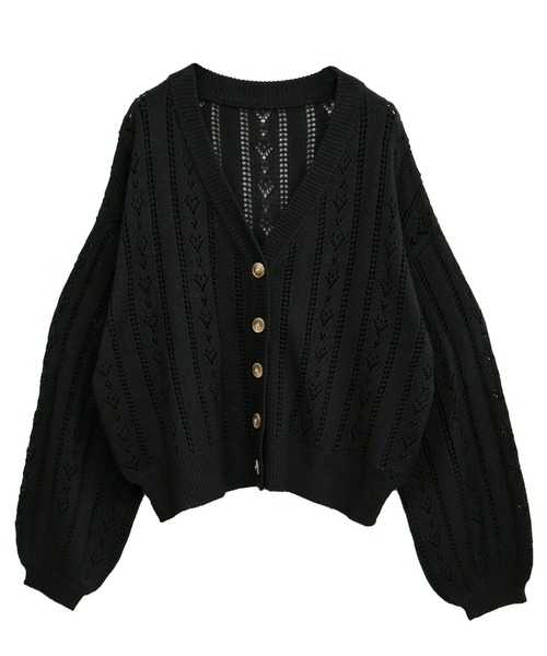 Social GIRL（ソーシャルガール）の「透かし編みカーデ（カーディガン/ボレロ・レディース・オフホワイト/ブラック・M）」の6枚目の写真