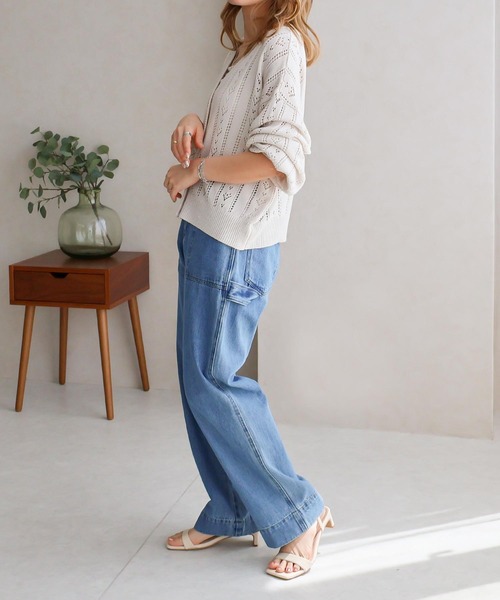 Social GIRL（ソーシャルガール）の「透かし編みカーデ（カーディガン/ボレロ・レディース・オフホワイト/ブラック・M）」の10枚目の写真