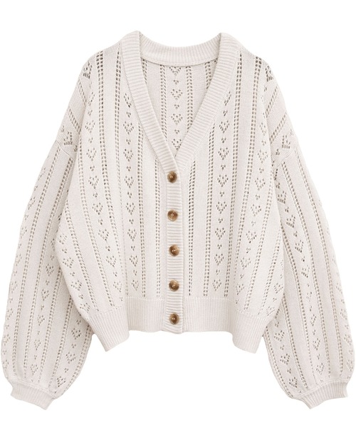 Social GIRL（ソーシャルガール）の「透かし編みカーデ（カーディガン/ボレロ・レディース・オフホワイト/ブラック・M）」の13枚目の写真