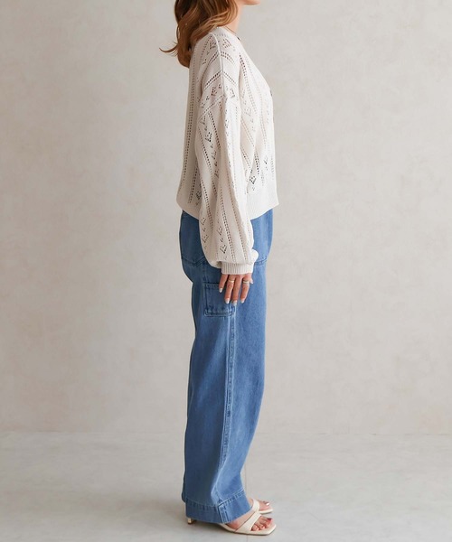 Social GIRL（ソーシャルガール）の「透かし編みカーデ（カーディガン/ボレロ・レディース・オフホワイト/ブラック・M）」の15枚目の写真