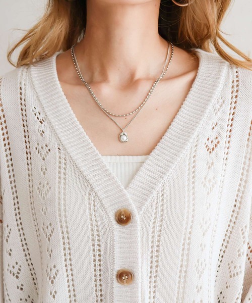 Social GIRL（ソーシャルガール）の「透かし編みカーデ（カーディガン/ボレロ・レディース・オフホワイト/ブラック・M）」の18枚目の写真