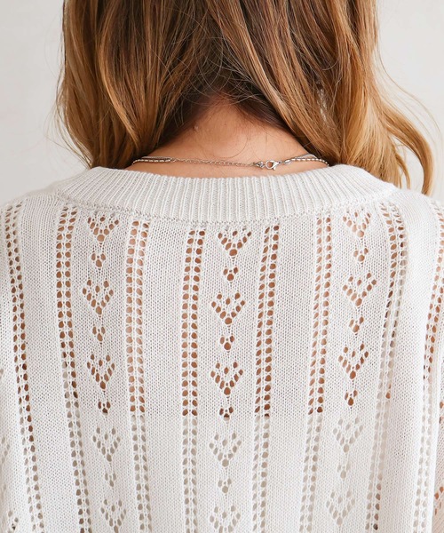 Social GIRL（ソーシャルガール）の「透かし編みカーデ（カーディガン/ボレロ・レディース・オフホワイト/ブラック・M）」の19枚目の写真