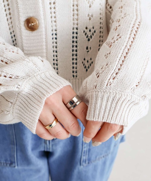 Social GIRL（ソーシャルガール）の「透かし編みカーデ（カーディガン/ボレロ・レディース・オフホワイト/ブラック・M）」の21枚目の写真