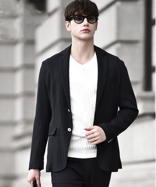 Buffalo Bobs（バッファローボブズ）の「PLEATS-TAILORED(プリーツ テーラード)プリーツ テーラードジャケット【セットアップ対応】（テーラードジャケット・メンズ・ネイビー/ブラック・2-3/3-4）」の2枚目の写真