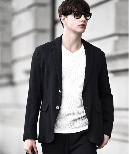 Buffalo Bobs（バッファローボブズ）の「PLEATS-TAILORED(プリーツ テーラード)プリーツ テーラードジャケット【セットアップ対応】（テーラードジャケット・メンズ・ネイビー/ブラック・2-3/3-4）」の3枚目の写真