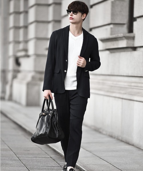 Buffalo Bobs（バッファローボブズ）の「PLEATS-TAILORED(プリーツ テーラード)プリーツ テーラードジャケット【セットアップ対応】（テーラードジャケット・メンズ・ネイビー/ブラック・2-3/3-4）」の5枚目の写真
