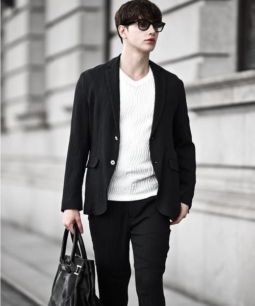 Buffalo Bobs（バッファローボブズ）の「PLEATS-TAILORED(プリーツ テーラード)プリーツ テーラードジャケット【セットアップ対応】（テーラードジャケット・メンズ・ネイビー/ブラック・2-3/3-4）」の6枚目の写真