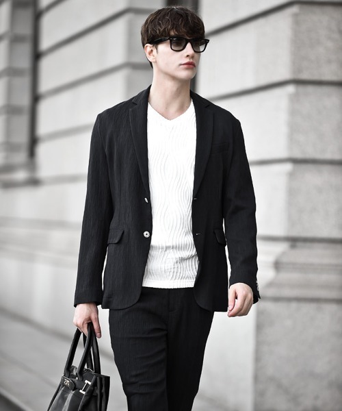 Buffalo Bobs（バッファローボブズ）の「PLEATS-TAILORED(プリーツ テーラード)プリーツ テーラードジャケット【セットアップ対応】（テーラードジャケット・メンズ・ネイビー/ブラック・2-3/3-4）」の7枚目の写真