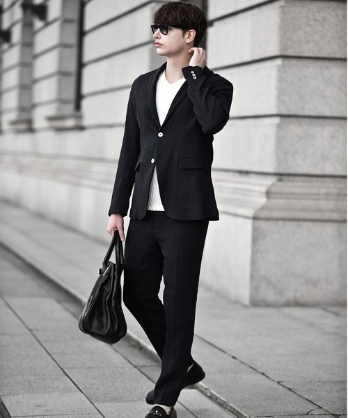 Buffalo Bobs（バッファローボブズ）の「PLEATS-TAILORED(プリーツ テーラード)プリーツ テーラードジャケット【セットアップ対応】（テーラードジャケット・メンズ・ネイビー/ブラック・2-3/3-4）」の11枚目の写真