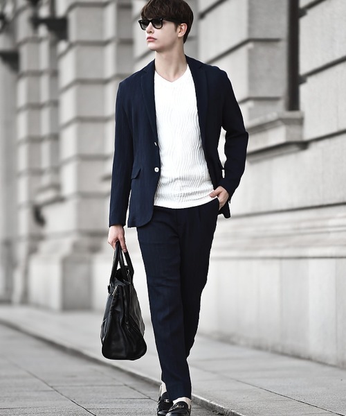 Buffalo Bobs（バッファローボブズ）の「PLEATS-TAILORED(プリーツ テーラード)プリーツ テーラードジャケット【セットアップ対応】（テーラードジャケット・メンズ・ネイビー/ブラック・2-3/3-4）」の16枚目の写真