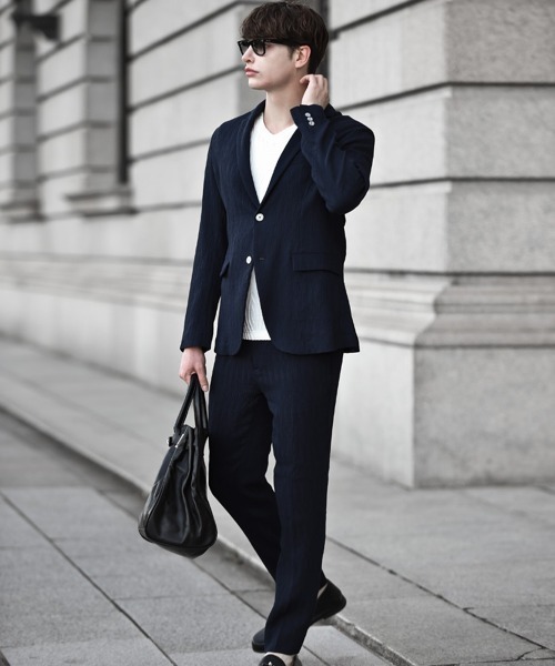 Buffalo Bobs（バッファローボブズ）の「PLEATS-TAILORED(プリーツ テーラード)プリーツ テーラードジャケット【セットアップ対応】（テーラードジャケット・メンズ・ネイビー/ブラック・2-3/3-4）」の18枚目の写真