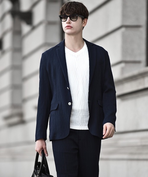 Buffalo Bobs（バッファローボブズ）の「PLEATS-TAILORED(プリーツ テーラード)プリーツ テーラードジャケット【セットアップ対応】（テーラードジャケット・メンズ・ネイビー/ブラック・2-3/3-4）」の19枚目の写真