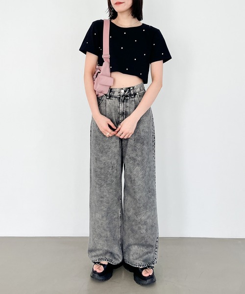 Heather(ヘザー)の「ビジュークロップドTEE 121895(Tシャツ/カットソー・レディース・ホワイト/ピンク/ブラック・FREE)」の19枚目の写真