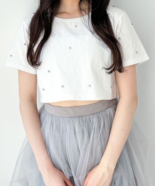 Heather(ヘザー)の「ビジュークロップドTEE 121895(Tシャツ/カットソー・レディース・ホワイト/ピンク/ブラック・FREE)」の13枚目の写真