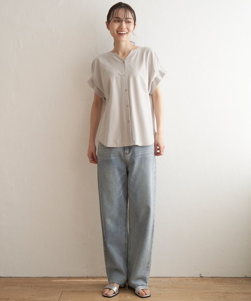 ikka（イッカ）の「前後2WAY袖タックプルオーバー（Tシャツ/カットソー・レディース・ネイビー/ブルー/エメラルド/ライトグレー/ブラック・M/L/S）」の17枚目の写真