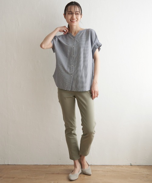 ikka（イッカ）の「前後2WAY袖タックプルオーバー（Tシャツ/カットソー・レディース・ネイビー/ブルー/エメラルド/ライトグレー/ブラック・M/L/S）」の22枚目の写真