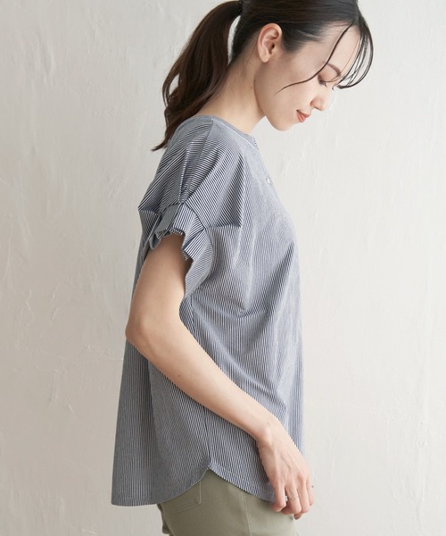 ikka（イッカ）の「前後2WAY袖タックプルオーバー（Tシャツ/カットソー・レディース・ネイビー/ブルー/エメラルド/ライトグレー/ブラック・M/L/S）」の8枚目の写真