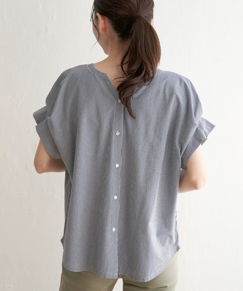 ikka（イッカ）の「前後2WAY袖タックプルオーバー（Tシャツ/カットソー・レディース・ネイビー/ブルー/エメラルド/ライトグレー/ブラック・M/L/S）」の10枚目の写真