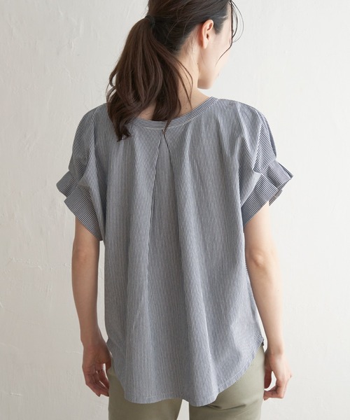 ikka（イッカ）の「前後2WAY袖タックプルオーバー（Tシャツ/カットソー・レディース・ネイビー/ブルー/エメラルド/ライトグレー/ブラック・M/L/S）」の9枚目の写真