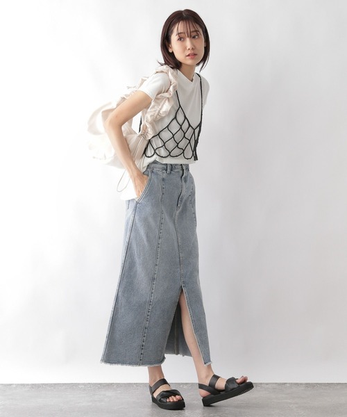 GLOBAL WORK(グローバルワーク)の「GOODデニムアイラインスカート/117770(デニムスカート・レディース・ライトグレー/ライトブルー・MEDIUM/LARGE)」の16枚目の写真