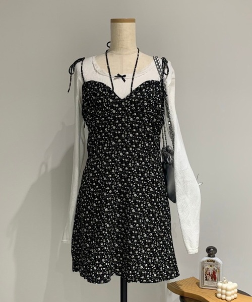 paravion（パラビオン）の「2WAY花柄ミニキャミワンピース（ワンピース・レディース・アイボリー/ブラック・FREE）」の14枚目の写真