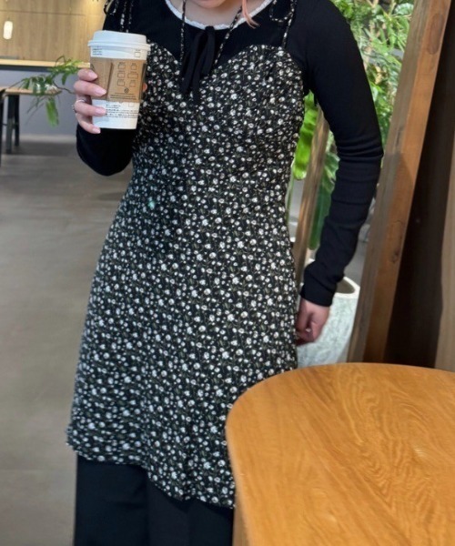 paravion（パラビオン）の「2WAY花柄ミニキャミワンピース（ワンピース・レディース・アイボリー/ブラック・FREE）」の16枚目の写真