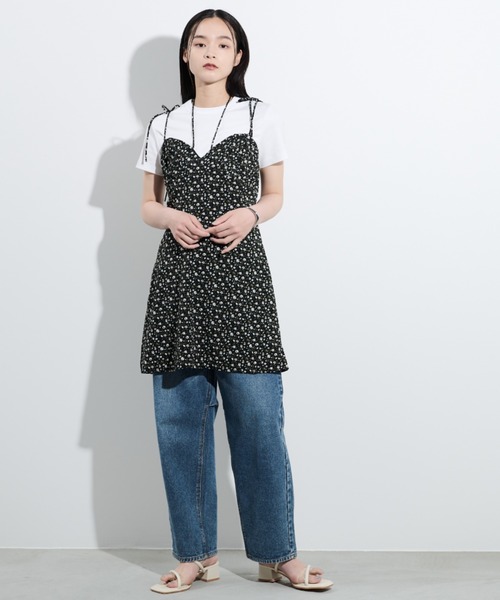paravion（パラビオン）の「2WAY花柄ミニキャミワンピース（ワンピース・レディース・アイボリー/ブラック・FREE）」の5枚目の写真