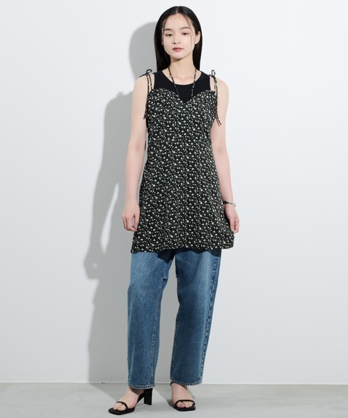 paravion（パラビオン）の「2WAY花柄ミニキャミワンピース（ワンピース・レディース・アイボリー/ブラック・FREE）」の9枚目の写真