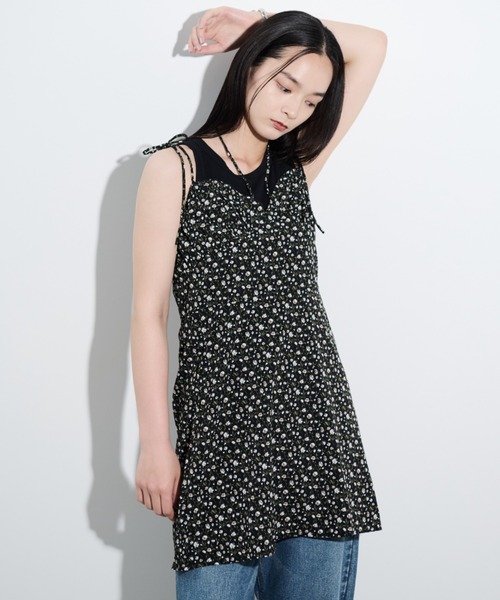 paravion（パラビオン）の「2WAY花柄ミニキャミワンピース（ワンピース・レディース・アイボリー/ブラック・FREE）」の10枚目の写真