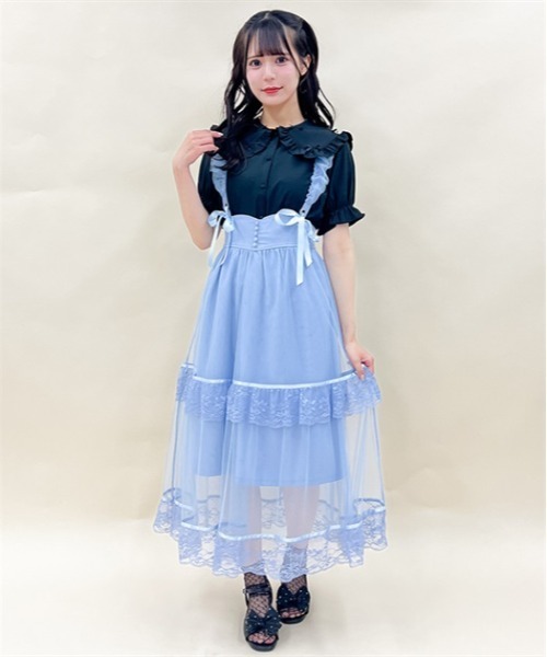 axes femme POETIQUE（アクシーズファムポエティック）の「チュールフリルサス付スカート（スカート・レディース・ラベンダー/ブラック/サックスブルー・MEDIUM）」の3枚目の写真