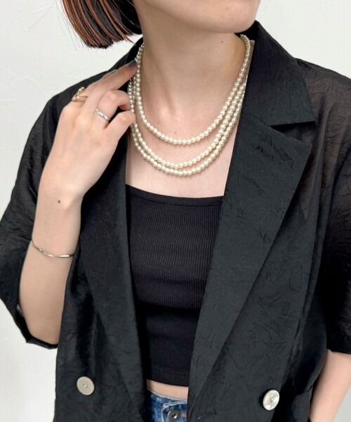 fredy emue（フレディエミュ）の「パール/メタルマルチロングネックレス（ネックレス・レディース・シルバー/オフホワイト・FREE）」の11枚目の写真