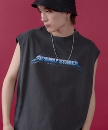 SIDEWAY STANCE（サイドウェイスタンス）の「【SIDEWAY STANCE】ヴィンテージ加工 プリント ノースリーブTシャツ（タンクトップ）」
