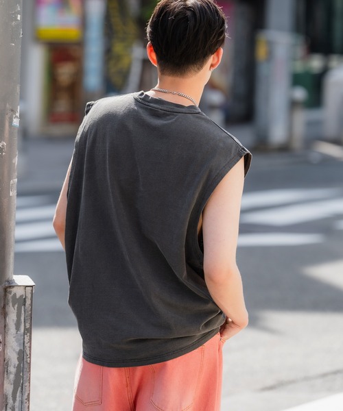SIDEWAY STANCE（サイドウェイスタンス）の「【SIDEWAY STANCE】ヴィンテージ加工 プリント ノースリーブTシャツ（タンクトップ・メンズ・ブラック系1/ベージュ系/グリーン系/ベージュ系1/グリーン系1/ブラック系/グリーン/ベージュ/ブラック/グリーン系3/ベージュ系3/ブラック系2/グリーン系2/ベージュ系2/グリーン系4/ベージュ系4/ブラック系4/ブラック系3・X-LARGE/LARGE/MEDIUM/SMALL）」の20枚目の写真