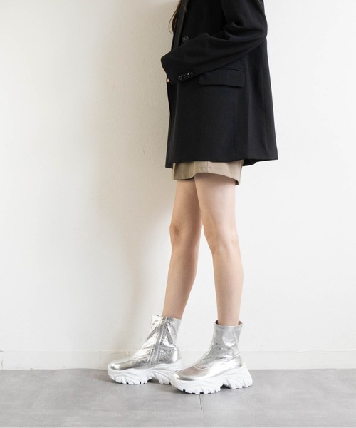 Fabby fabby（ファビィーファビィー）の「ボリュームスニーカーストレッチブーツ（ブーツ・レディース・ブラック×ブラック/ブラック/シルバー・SMALL/MEDIUM/LARGE）」の15枚目の写真