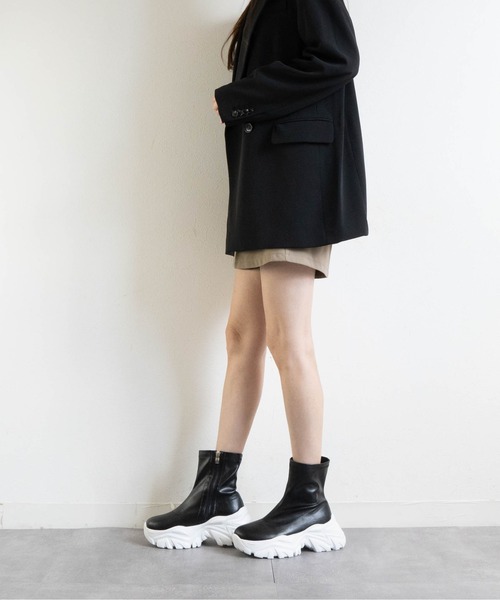 Fabby fabby（ファビィーファビィー）の「ボリュームスニーカーストレッチブーツ（ブーツ・レディース・ブラック×ブラック/ブラック/シルバー・SMALL/MEDIUM/LARGE）」の18枚目の写真