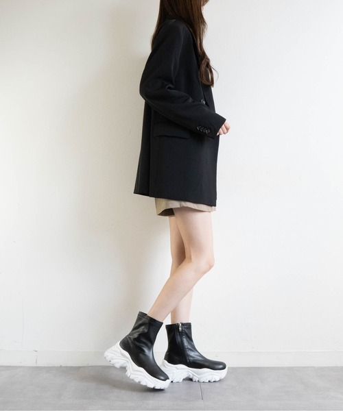 Fabby fabby（ファビィーファビィー）の「ボリュームスニーカーストレッチブーツ（ブーツ・レディース・ブラック×ブラック/ブラック/シルバー・SMALL/MEDIUM/LARGE）」の20枚目の写真