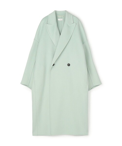 【タグ付き】カシミヤロングコート　100%　オリーブグリーン　ダブル ウールカシミヤダブルフェイス ロングコート（その他アウター