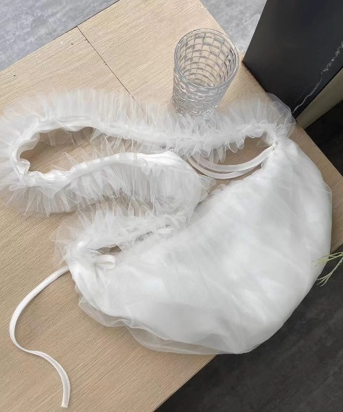 .KOM(ドットコム)の「A'GEM/9 × .kom 『.KOM/ドットケーオーエム』 フリルショートBAG(ハンドバッグ・レディース・ブラック/ホワイト/グレー/ピンク・FREE)」の6枚目の写真