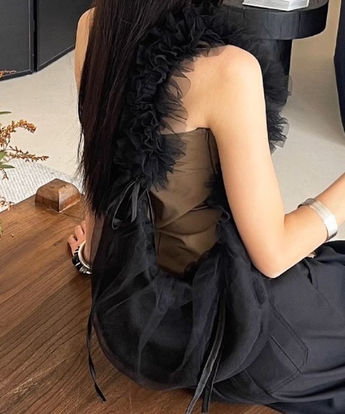 .KOM(ドットコム)の「A'GEM/9 × .kom 『.KOM/ドットケーオーエム』 フリルショートBAG(ハンドバッグ・レディース・ブラック/ホワイト/グレー/ピンク・FREE)」の18枚目の写真