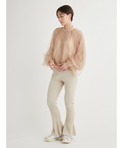 emmi(エミ)の「フレアヘムラメリブニットパンツ(その他パンツ・レディース・ライトベージュ/ダークネイビー・0/1)」の8枚目の写真
